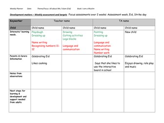 Reception Weekly plan