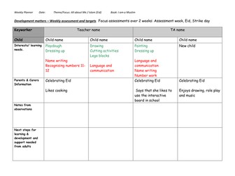 Reception Weekly plan