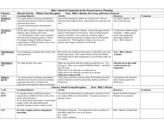 Billy's Bucket Literacy resource EYFS