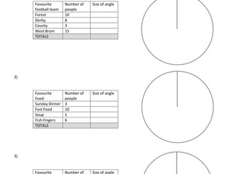 Drawing Pie Charts with circles drawn + ANSWERS