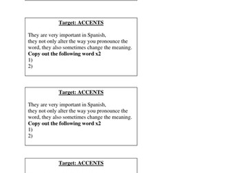 KS3 KS4 Spanish Marking Slips