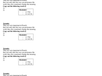 KS3 & KS4 French Marking Slips