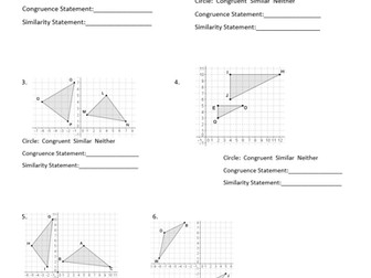 Similarity and Congruence Unit: Writing Congruence and Similarity Statements