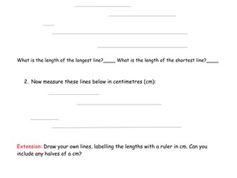 Measuring lines in cm and mm