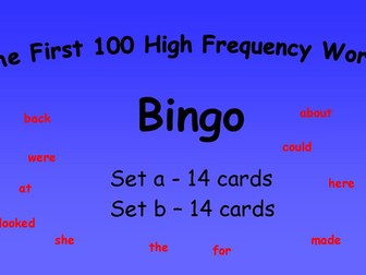 The First 100 High Frequency Words Bingo