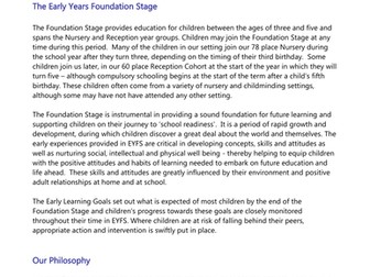5 Foundation Stage Policies