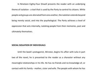 Essay: The Theme of Isolation in 1984 by George Orwell