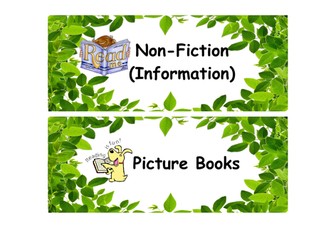 Reading Book Corner Labels (Library) KS1/2 - Leaves theme