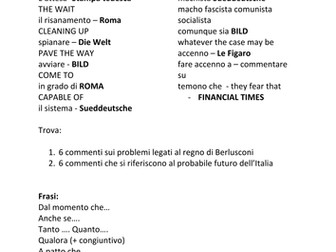 Italian A level. La reazione della stampa mondiale alle dimissioni di Berlusconi. 
