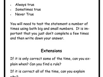 Maths Investigation Reasoning Cards