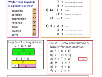 Equations Intro : Reversing, bar models, rearranging then solving