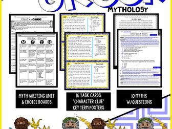 Greek Mythology Unit – Stories, Activities, Task Cards & More!