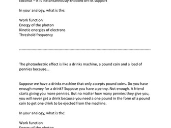 2 analogies for the photoelectric effect. 
