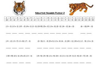 Negative Number Activity Puzzles