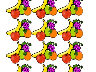 Enough food pictures for ~30 students constructing a 'food plate' displaying the main food groups