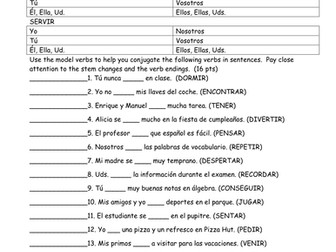 Stem Changer Verbs Quiz: All families