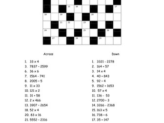 Numeracy Crossnumber