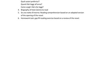 Italian literature study pack - Se una notte d'inverno - Italo Calvino