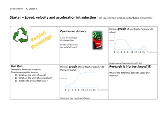 Speed - starter and practical activity