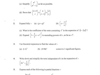 Advanced Higher Mathematics Homework set for units 1, 2 and 3