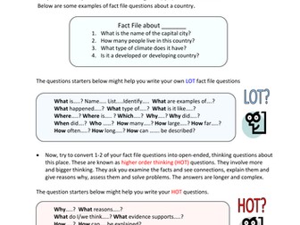 Create your own thinking questions in Geography