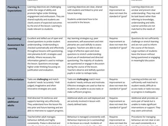 Observation & Learning Walk Performance Grid