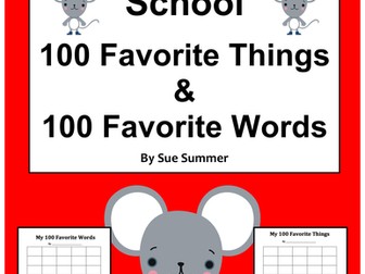 100 Days of School - 100 Favorite Words and 100 Favorite Things