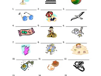 18 Beach Vocabulary IDs Homework for Any Language