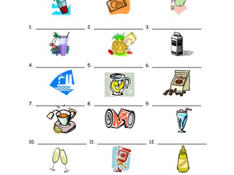18 Food Unit (Beverages & Condiments) Vocabulary IDs for Any Language