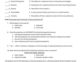 Properties of Matter Test