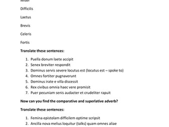 Latin GCSE. Practise comparative and superlative adverbs. 