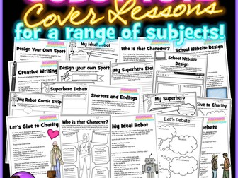 A Pack of Supply Cover Lesson Plans and Worksheets - no prep, ready to use, for any subject!