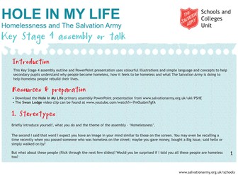 Hole in my Life - Homelessness and The Salvation Army