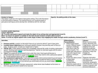 KS3 Persuasive writing fun & lively - graded outstanding