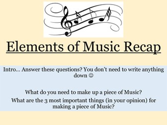 Elements of Music Recap Powepoint
