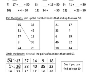 Number Bonds to 50