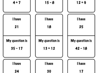Addition and Subtraction Loop Cards
