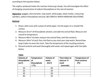How concentration affects rates of reaction practical