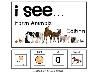 I see... Farm Animal Easy Reader Special Education Autism 
