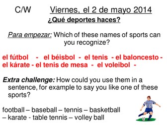 Sports in Spanish - Year 7