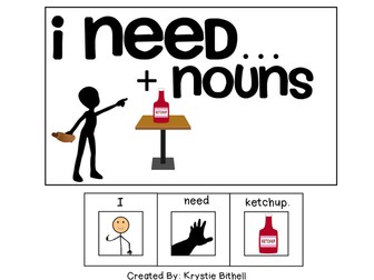 EASY READER... I need + Nouns Adapted Book Special Education Autism