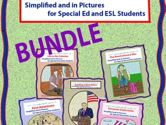 U.S. History Simplified in Pictures For Differentiated Instruction, Special Ed and ESL/ELL BUNDLE 
