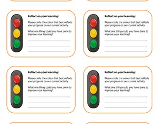 Reflect on your learning - Traffic light