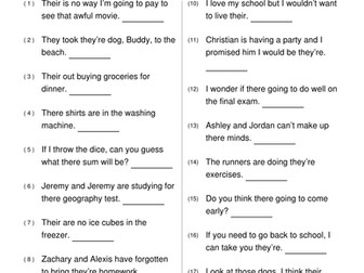 The difference between they're their and there.