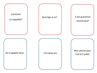 FRENCH - Parlons le français - matching pairs - Game