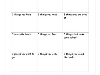 Autobiography poem - beginning of the year activity 