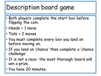 Descriptive writing board game