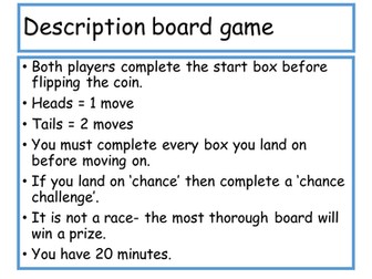 Descriptive writing board game