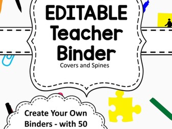 EDITABLE Teacher Binder Covers - School Supplies