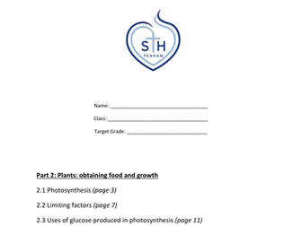 AQA Additional B2 Workbook Part 2 Plants - Obtaining Food and Growth